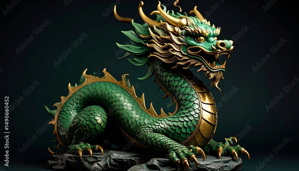 Obraz premium golden dragon statue