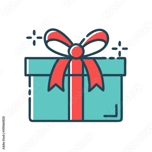 christmas present with ribbon icon, christmas present with ribbon vector illustration-simple illustration of christmas present with ribbon, perfect for christmas present with ribbon logos and icons
