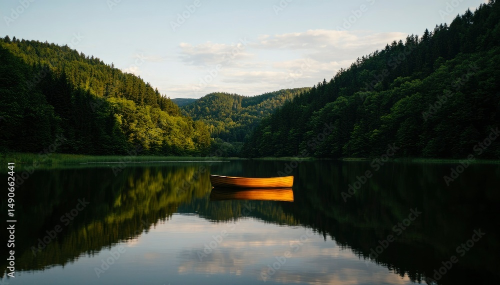 Fototapeta premium Calm lake, serene forest