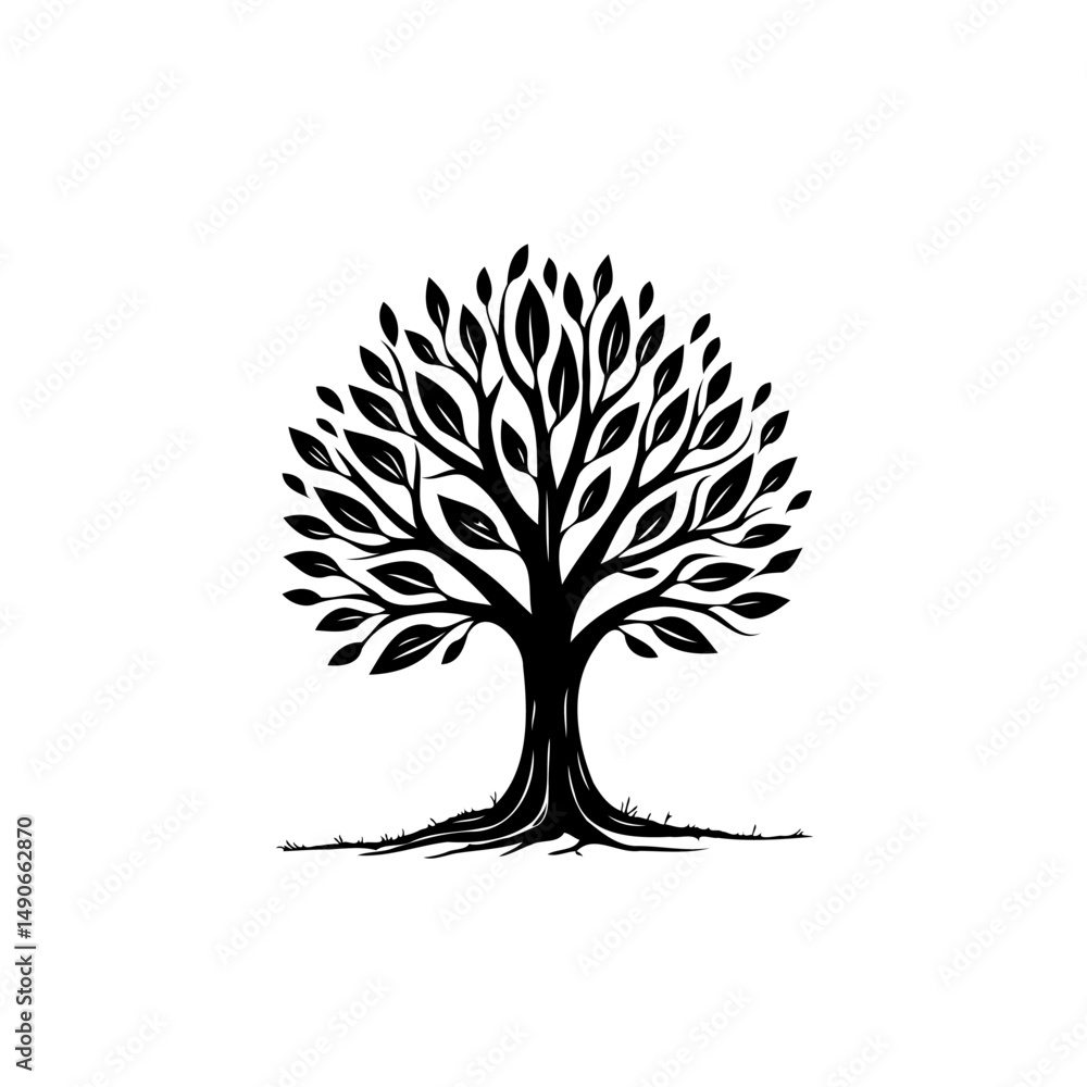 Naklejka premium Elegant silhouette of a tree showcasing resilience, growth, and natural beauty