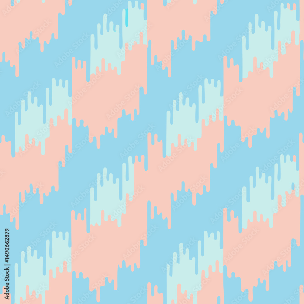 Obraz premium Soft pastel glitch vector pattern with blue and pink colors 