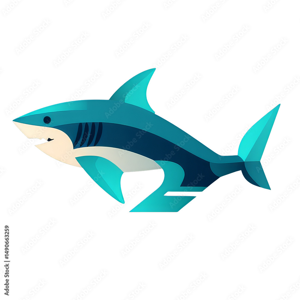 Naklejka premium Colorful shark shaped lamp with modern, playful design, featuring shades of blue and white, perfect for children room