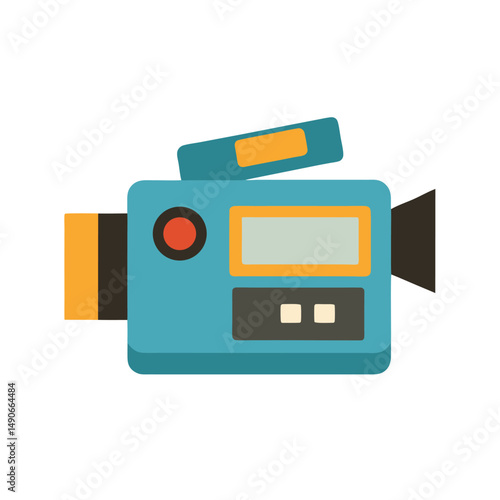 Vintage Camcorder with Flip Out Screen Flat Design