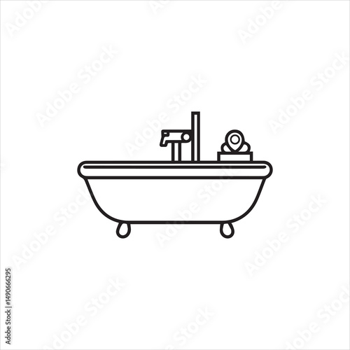 Printflat vector illustration of bathtub and baby bath icon on white background