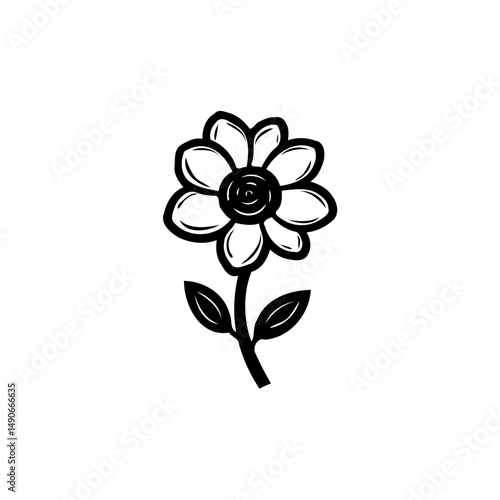 Minimalist floral illustration with stylized petals and organic linework design