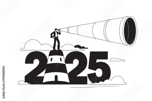 Future Business Vision and Planning for Year 2025 Illustration