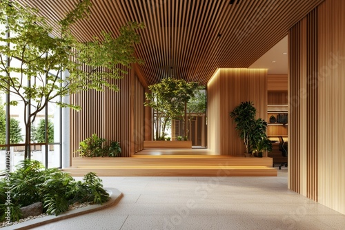 Modern minimalist wooden interior design