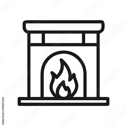 fireplace with fire icon, fireplace with fire vector illustration-simple illustration of fireplace with fire, perfect for fireplace with fire logos and icons