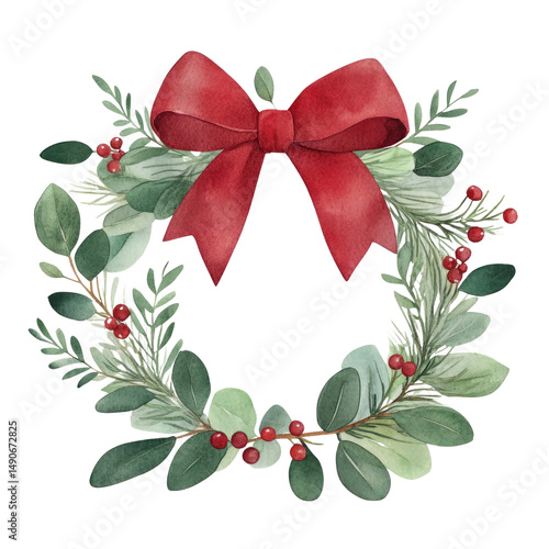 Festive watercolor wreath design holiday decor creative art seasonal vibes