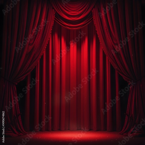 Wallpaper Mural Dramatic Red Stage Curtains with Spotlights and Reflection
 Torontodigital.ca