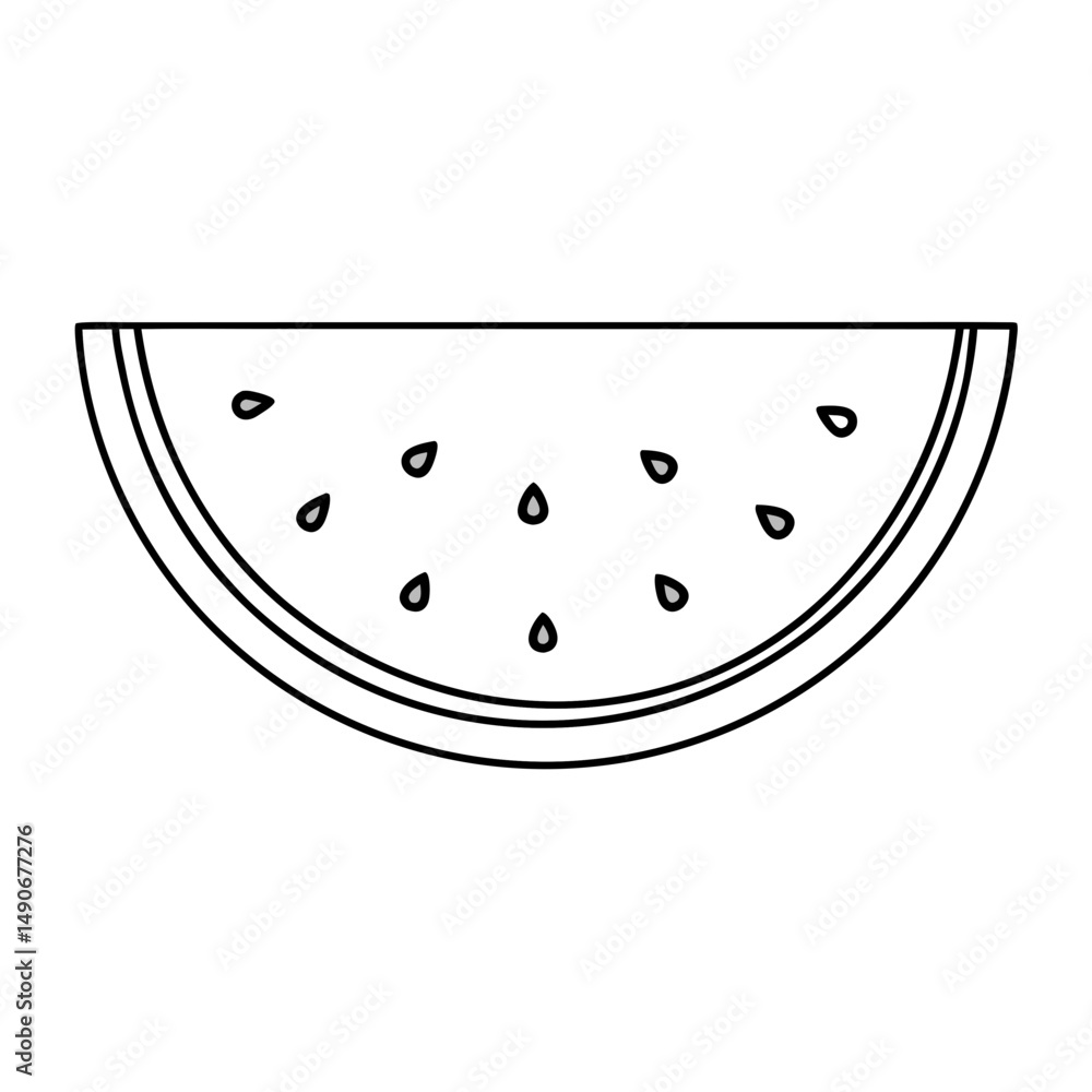 Hand Drawn Watermelon Slice Vector Illustration - Black and White Line Art Hand Drawn Watermelon Slice Vector Illustration - Black and White Line Art