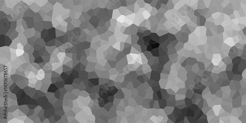 Black & white broken quartz stained glass & seamless pattern vintage background. Crystal Voronoi Diagram Background for Website, Fabric Printing, Brochures. light abstract mosaic polygonal background.