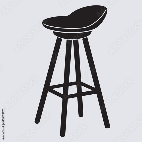 designer stool silhouette vector art illustration, chair isolated on white background