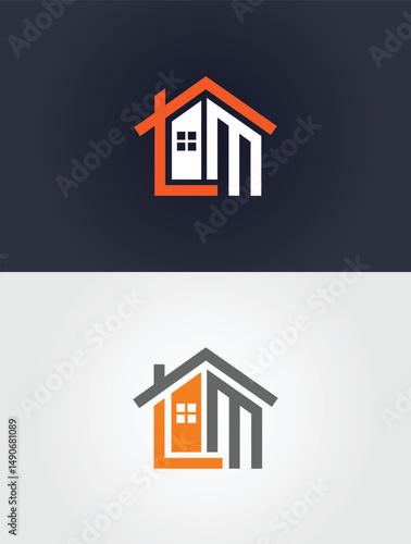 Letter LM modern home vector template for real estate or construction businesses house symbol minimalist design