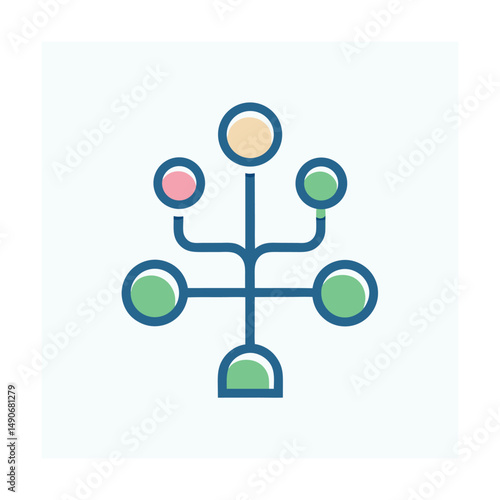 Family Tree Icon Design with Genealogy Connection Lines