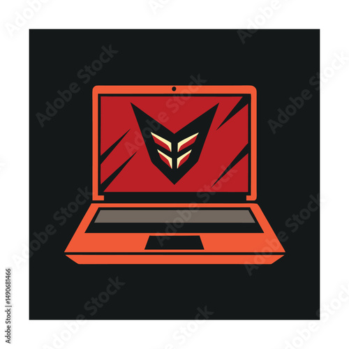 High Performance Gaming Laptop Icon with Keyboard Detail