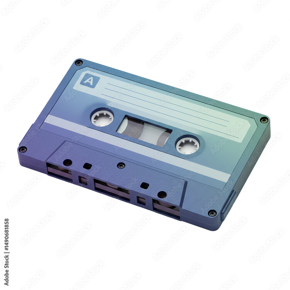 Fototapeta premium Nostalgic audio cassette tape, vintage sound, colorful retro technology