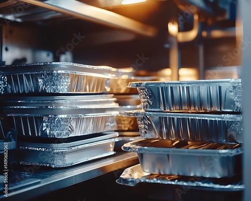 Stacked metal food containers