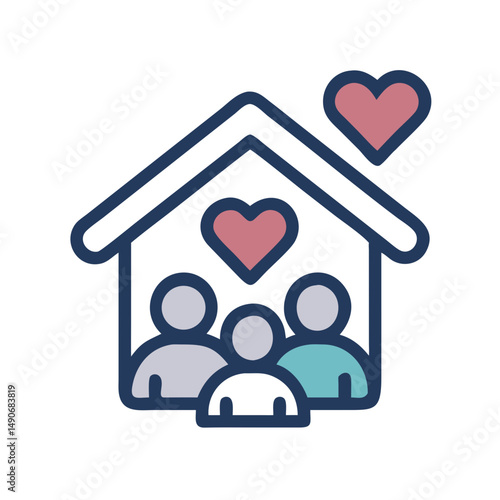 home with family hearts icon, home with family hearts vector illustration-simple illustration of home with family hearts, perfect for home with family hearts logos and icons