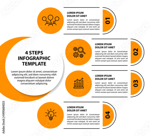 Infographic template with icons and 4 options or 4 steps. Can be used for workflow layout, diagram, timeline, banner, webdesign, business report, presentation. Vector illustration.