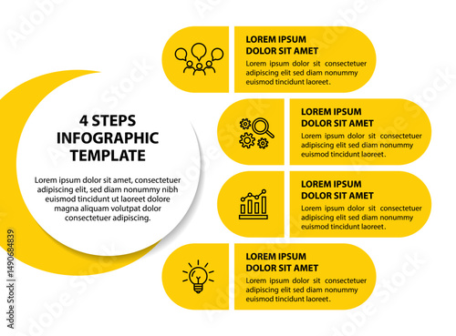 Infographic template with icons and 4 options or 4 steps. Can be used for workflow layout, diagram, timeline, banner, webdesign, business report, presentation. Vector illustration.