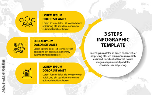 Infographic template with icons and 3 options or 3 steps. Can be used for workflow layout, diagram, timeline, banner, webdesign, business report, presentation. Vector illustration.
