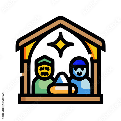 nativity scene icon, nativity scene vector illustration-simple illustration of nativity scene, perfect for nativity scene logos and icons