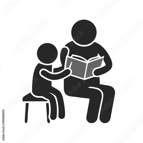 parent reading to child icon, parent reading to child vector illustration-simple illustration of parent reading to child, perfect for parent reading to child logos and icons