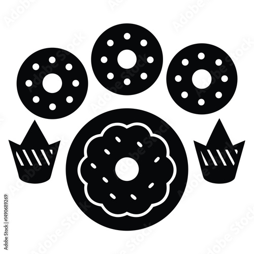 baker element isolated doughnuts on white background
