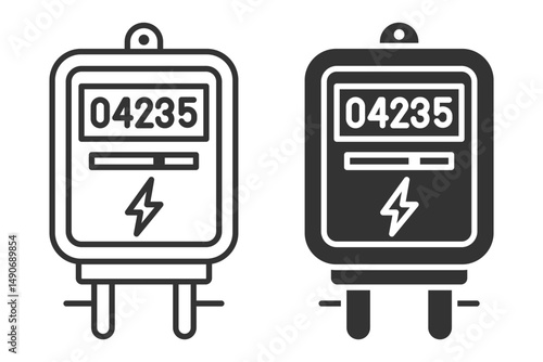 Vector illustration of electricity meter with plug and display.