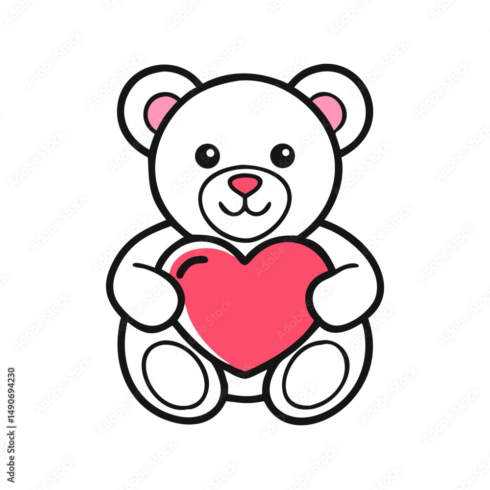 Fototapeta premium teddy bear with heart icon, teddy bear with heart vector illustration-simple illustration of teddy bear with heart, perfect for teddy bear with heart logos and icons