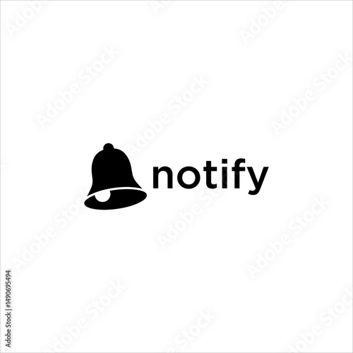 Notify Bell Icon Logo. Modern Blue and Black Alert Symbol for Mobile App, Notification, Reminder, Alarm, Security, and Call. Simple Vector Design for Attention, Warning, and Ringtone Template