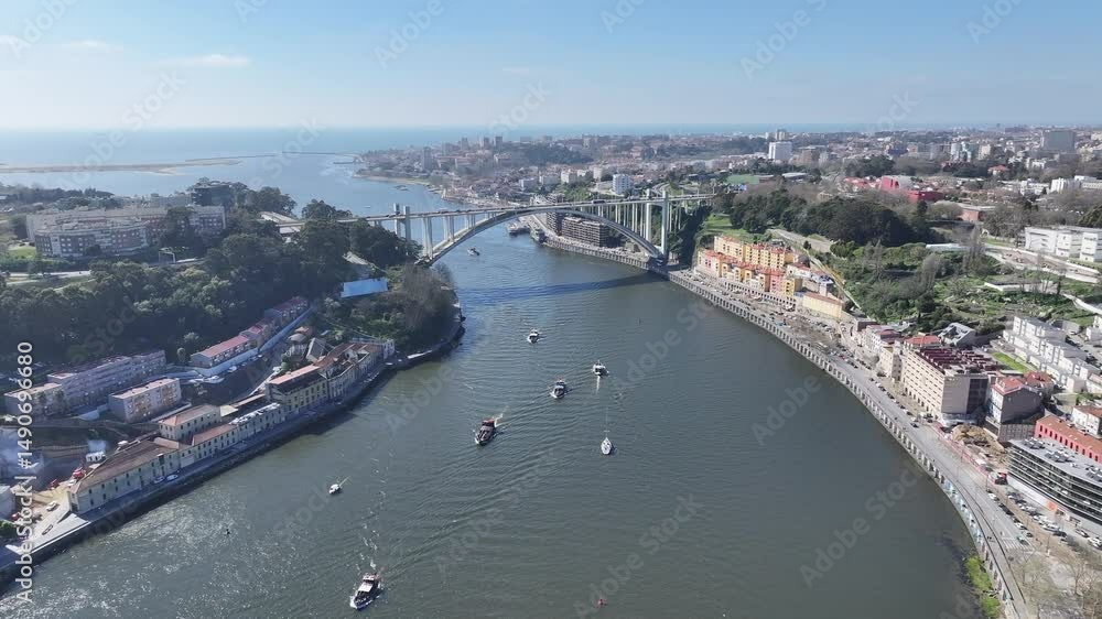 Porto Skyline At Porto District Of Porto Portugal. Tourists Enjoying Boat Trip Over Tropical Water Scenery. Infrastructure Landscape Company Building Beautiful. Infrastructure Town. Porto Skyline At Porto District Of Porto Portugal. Tourists Enjoying Boat Trip Over Tropical Water Scenery. Infrastructure Landscape Company Building Beautiful. Infrastructure Town.