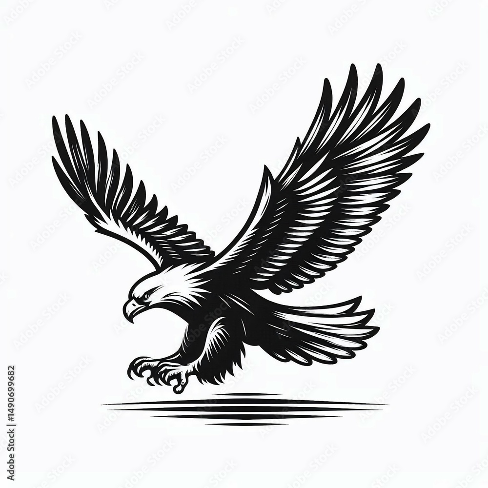 Fototapeta premium Soaring Eagle Bold Black and White Graphic Design