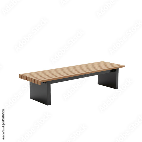 Modern park bench design with light wood and dark metal base