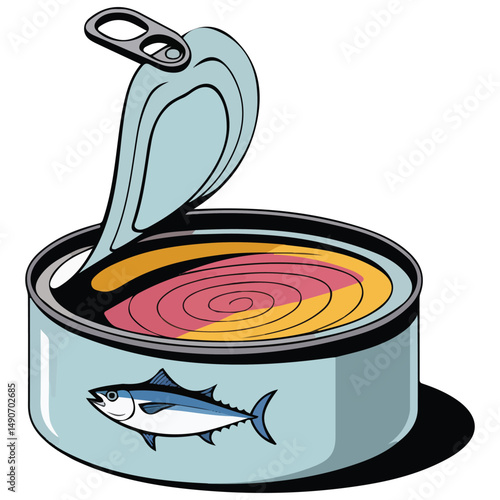 Canned fish product isolated vector illustration
