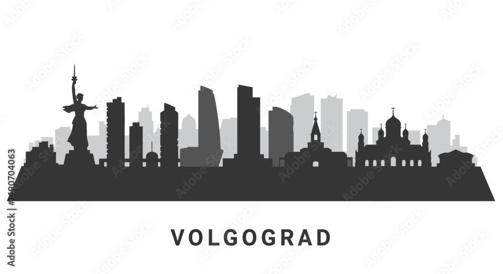 Fototapeta premium Volgograd Skyline Cityscape Silhouette.