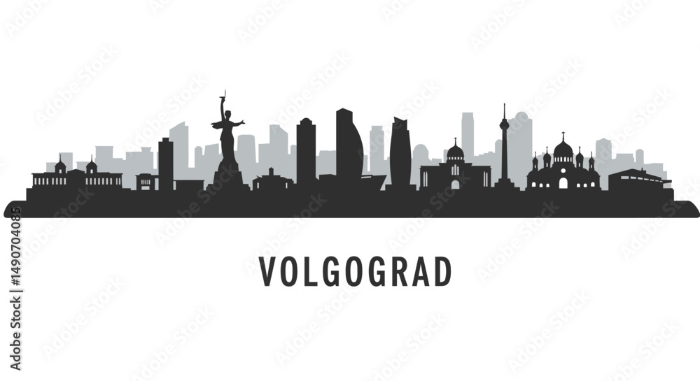 Naklejka premium Volgograd Skyline Cityscape Vector.
