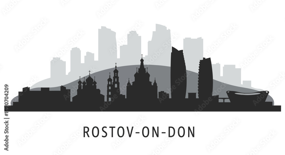 Obraz premium RostovonDon City Skyline Silhouette.
