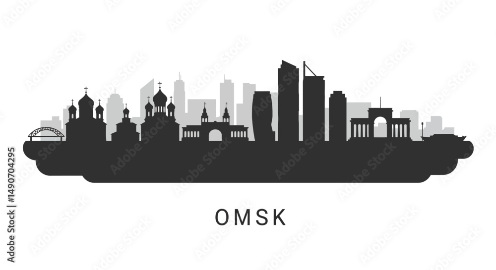 Fototapeta premium Omsk City Skyline Silhouette.