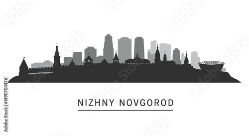 Nizhny Novgorod City Skyline Silhouette.