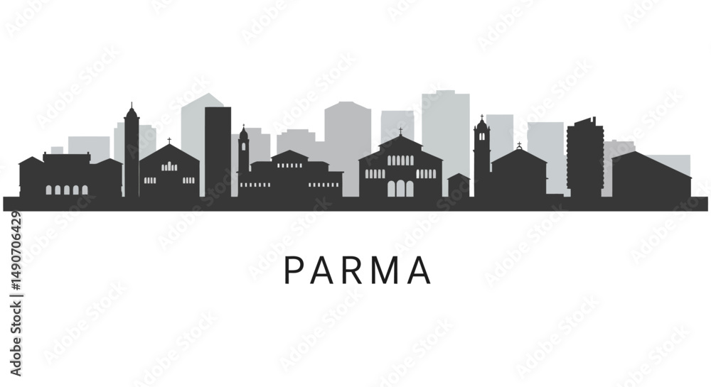 Naklejka premium Parma Italy Skyline Cityscape Vector Illustration.