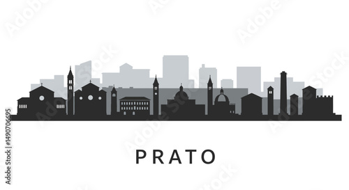 Prato Italy Skyline with Cityscape, and Vector Illustration.