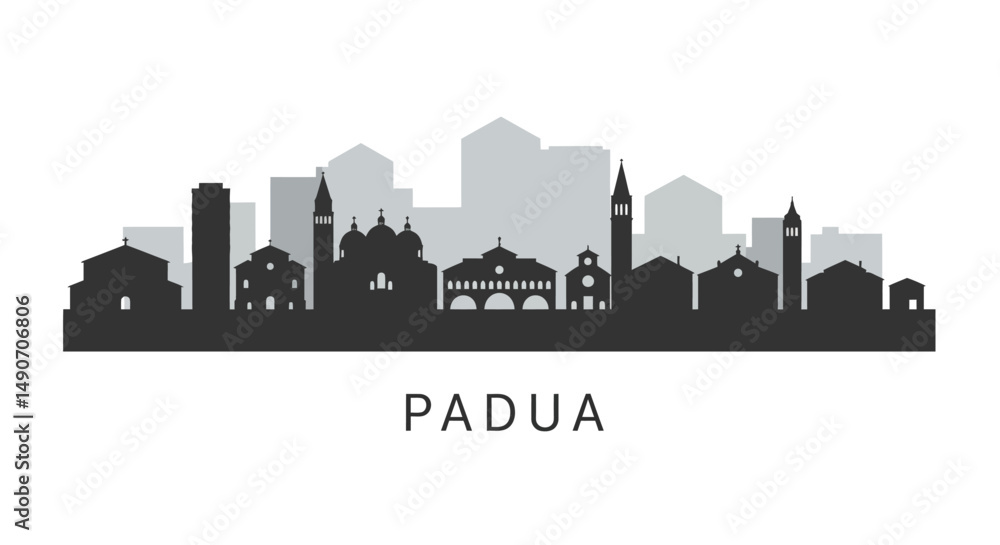 Fototapeta premium Padua Skyline Italy Cityscape Silhouette.