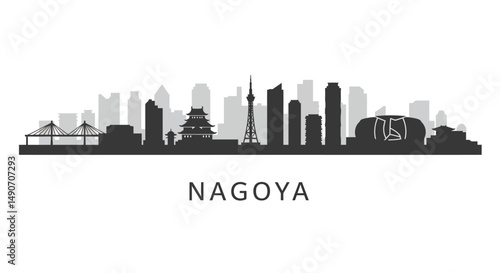 Nagoya Skyline Silhouette  Cityscape Vector.