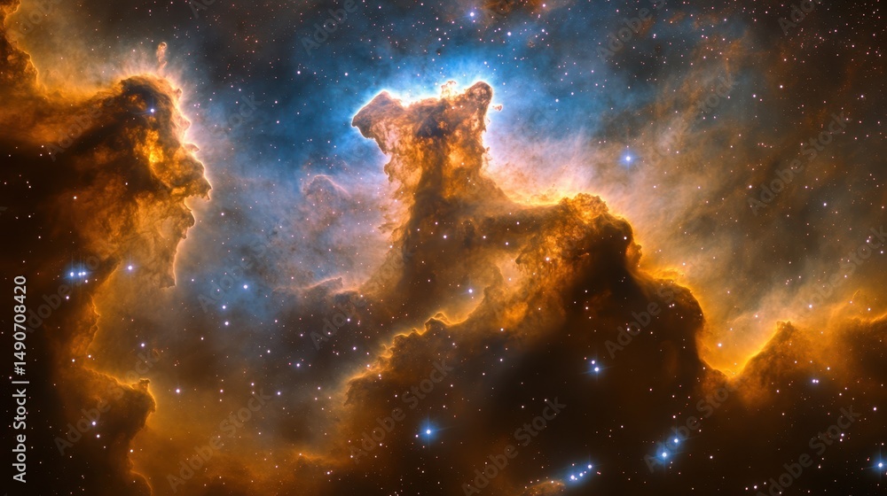 Stellar Nurseries. Majestic Nebula with Glowing Dust, Stars and Deep Space Stellar Nurseries. Majestic Nebula with Glowing Dust, Stars and Deep Space