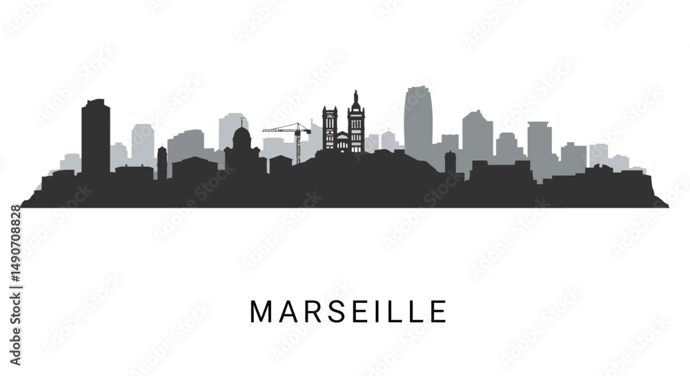 Marseille Skyline Silhouette. Marseille Skyline Silhouette.