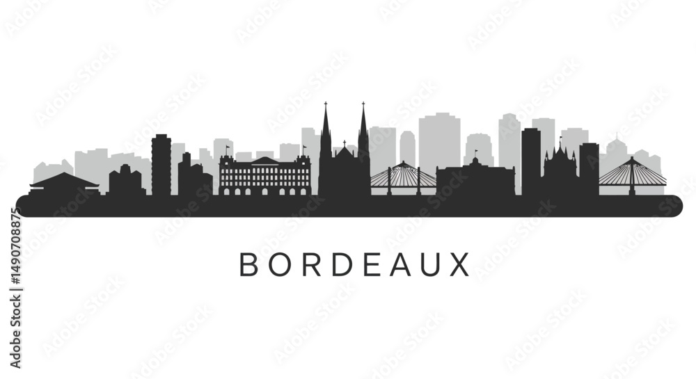 Naklejka premium Bordeaux Skyline with France, Vector, and Cityscape.