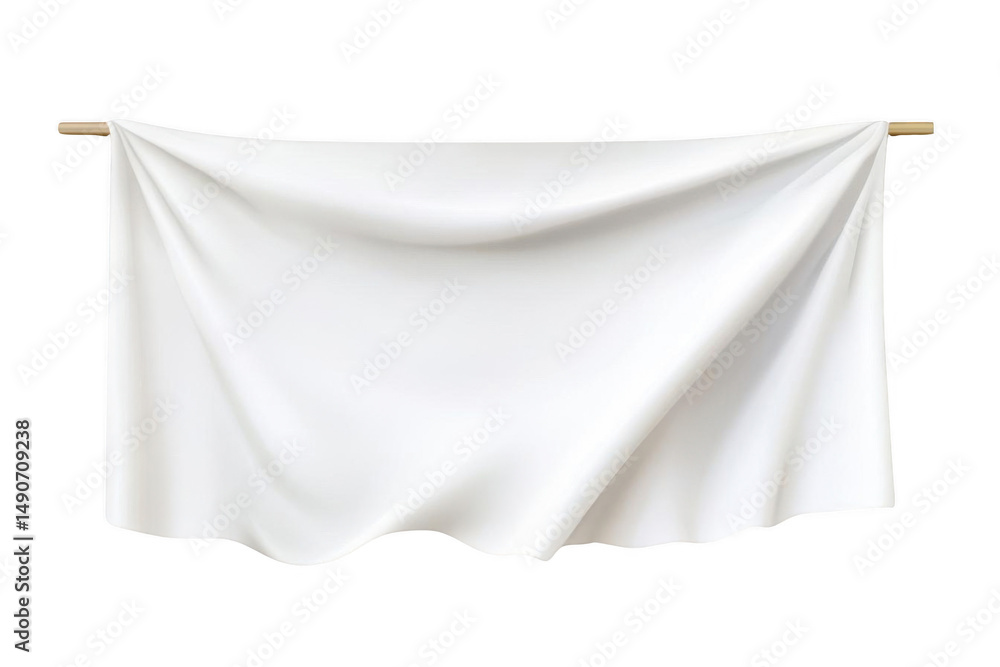 Draped Fabric on Wood Rod. Clean White Cloth Hanging for Background Draped Fabric on Wood Rod. Clean White Cloth Hanging for Background