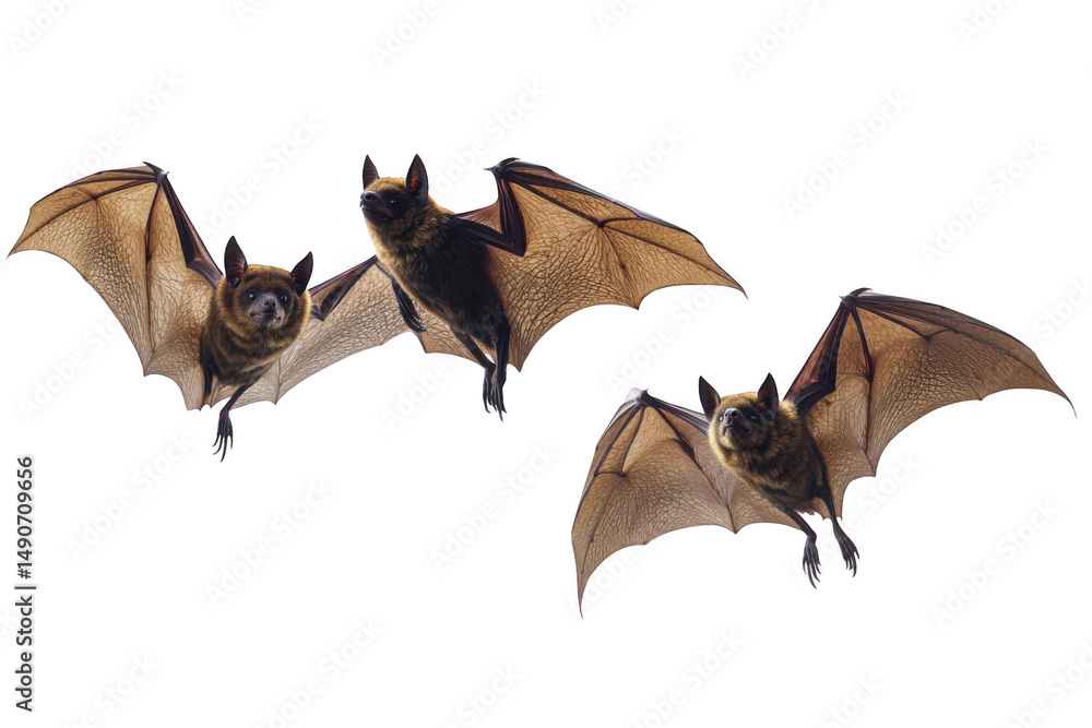 Fototapeta premium Bats Flying at Night with Translucent Wings, Halloween Concept Theme